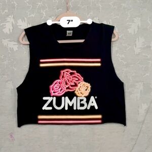 Zumba Fitness Black Graphic Muscle Tee Crop